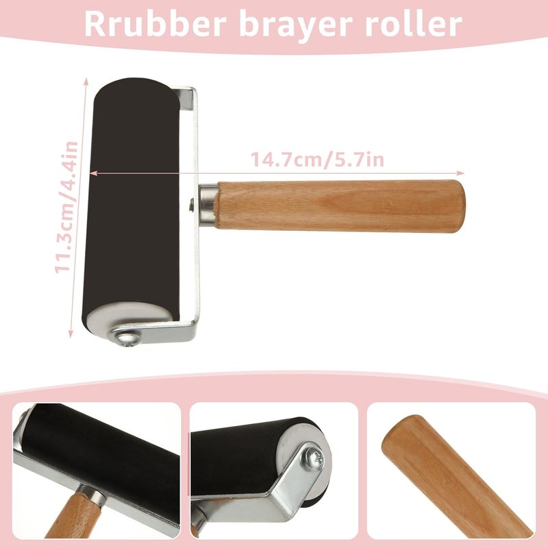 DIRBUY 10 Pack Rubber Stamp Making Kit - Block Printing Kit，Linoleum Carving Tools with 8 Type Blades, 8 Pcs Pink Rubber Carving Block and Rubber Brayer Roller - Image 5